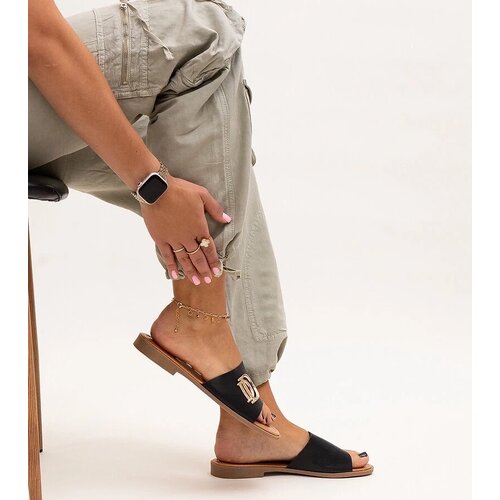 D/CEO Black slippers with fur insulated Valle Cene