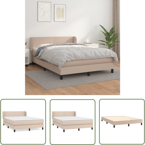 The Living Store Box spring postelja z vzmetnico kapučino 140x200cm umetno usnje - Box Spring Postelja, (21737459) Cene
