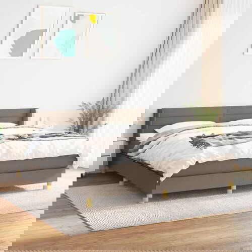 VidaXL Box spring postelja z vzmetnico taupe 160x200 cm blago Slike
