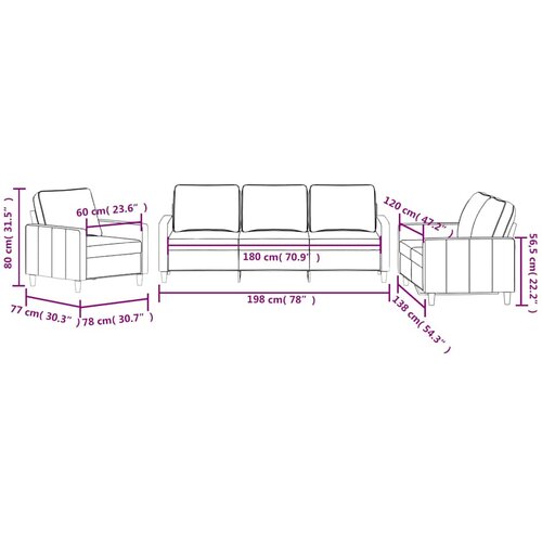  3-dijelni set sofa s jastucima plavi bar&amp;scaron;unasti Slike