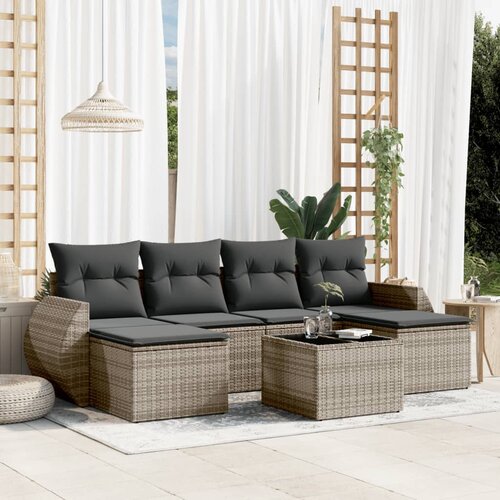  7-dijelni set vrtnih sofa sivi od poliratana Slike