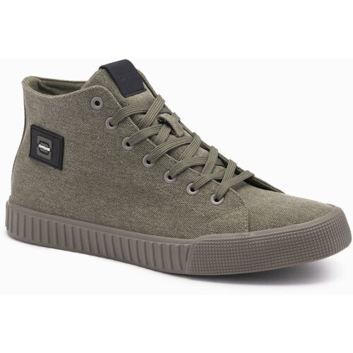 Ombre Men's high top canvas sneakers shoes - olive Cene