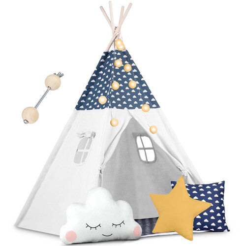 Nukido Kids Teepee Tent with Lights - Navy Blue, Perfect for Indoor Play, (21740649) Slike