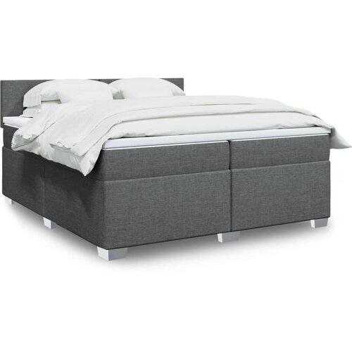 VidaXL Box spring postelja z vzmetnico temno siva 200x200 cm blago Slike