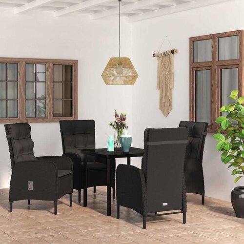  5-dijelni vrtni blagovaonski set s jastucima crni Crna Dužina stola 80 cm Cijene