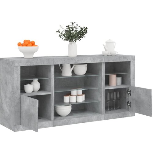 vidaXL Komoda z LED lučkami betonsko siva 142,5x37x67 cm Cene