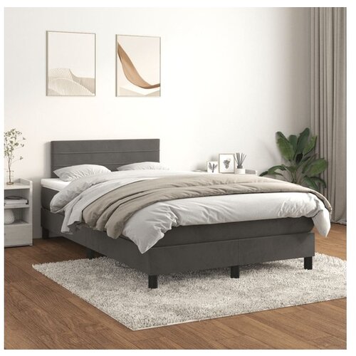  Box spring postelja z vzmetnico temno siva 120x200 cm žamet Cene