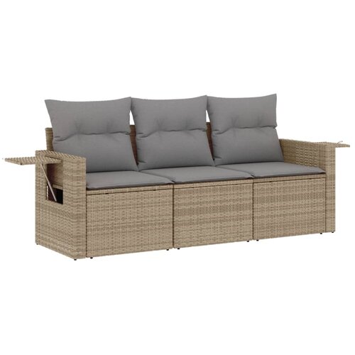  3-dijelni set vrtnih sofa od poliratana s jastucima bež Slike
