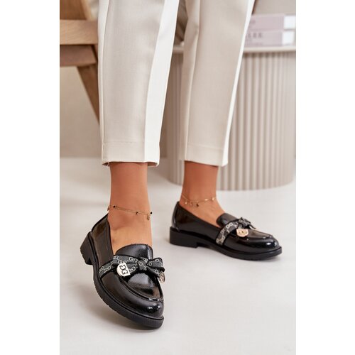S. BARSKI Patent Ladies Moccasins With Bow Black S.Barski Slike