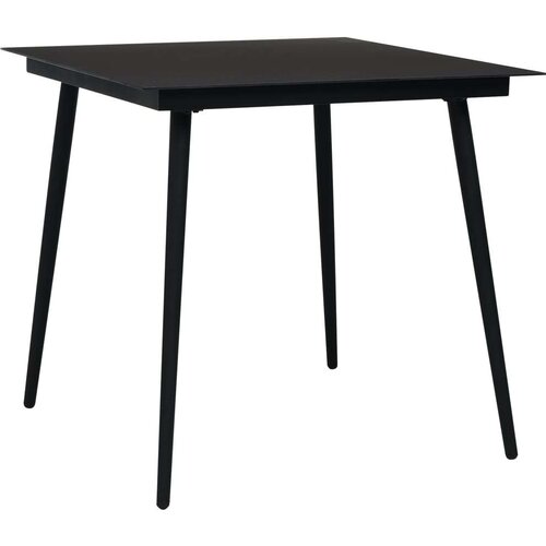  Vrtni blagovaonski stol crni 80 x 80 x 74 cm od čelika i stakla Slike