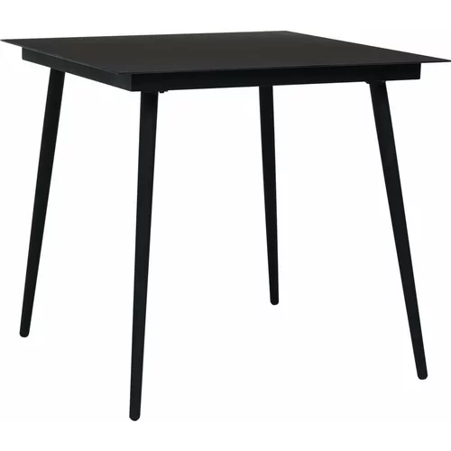 Vrtni blagovaonski stol crni 80 x 80 x 74 cm od čelika i stakla
