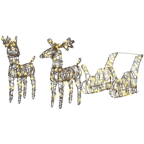 VidaXL Reindeer vuče saonice Topla bijela 52.5 x 28 x 32.5 cm Ratan Slike