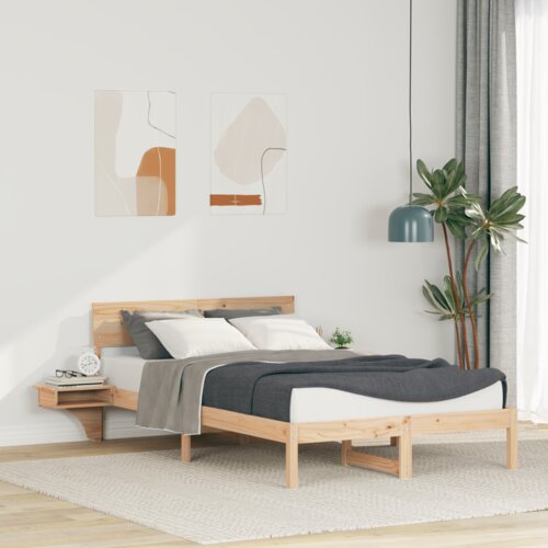 VidaXL Posteljni okvir z nočnimi omaricami Rjava 140 x 200 cm Slike
