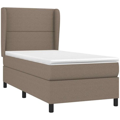  Krevet s oprugama i madracem smeđesivi 90x200 cm od tkanine Slike