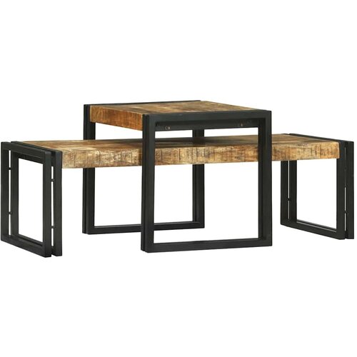  Kava Stol 2 pcs Smeđa 48 x 40 x 40 cm Čvrsto drvo manga Slike