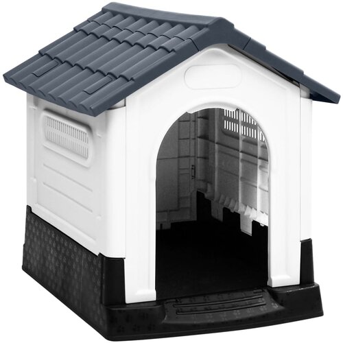 VidaXL Kućica za pse siva 57 x 68 x 66 cm od polipropilena Slike