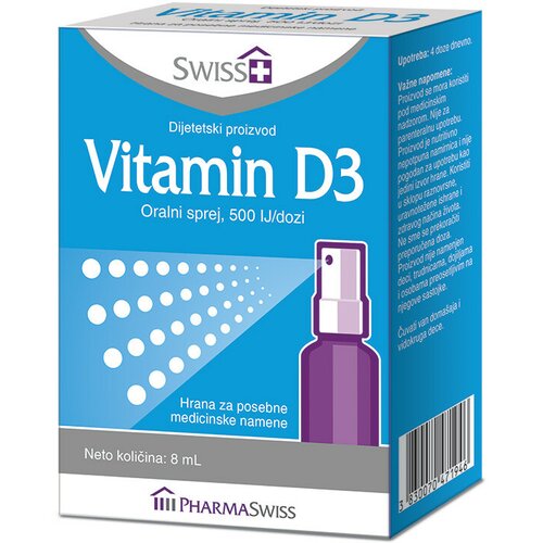 Pharma Swiss Swiss+ Vitamin D3 Oralni sprej 500IJ, 8 ml Cene