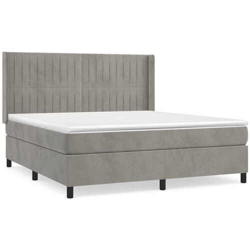 VidaXL Box spring postelja z vzmetnico svetlo siva 160x200 cm žamet, (20790014) Slike