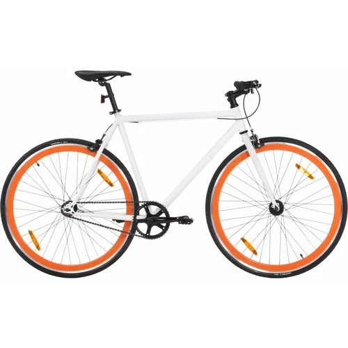  Bicikl s fiksnim zupčanikom bijelo-narančasti 700c 59 cm