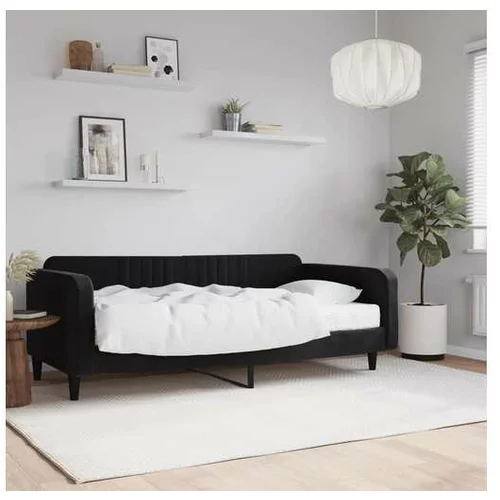 vidaXL Dnevna postelja z vzmetnico črna 100x200 cm žamet