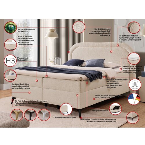 Ropez Bež boxspring postelja s prostorom za shranjevanje 200x200 cm Ornes &amp;ndash; Slike