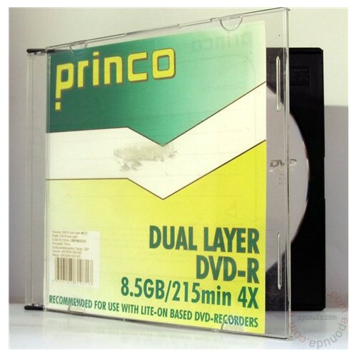 Princo DOUBLE LAYER 8.5 GB DVD-R DL 4X SLIM CASE disk Slike