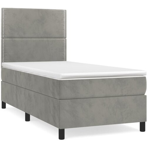 Maison Chic Box spring postelja - Vzmetna postelja z vzmetnico svetlo siva 80x200 cm žamet SL598, (21909711) Cene