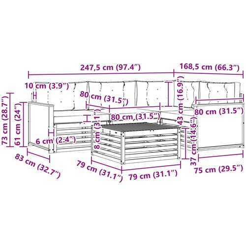  Set vanjskih sofa 5 kom. Prirodna i svjetlosiva Slike
