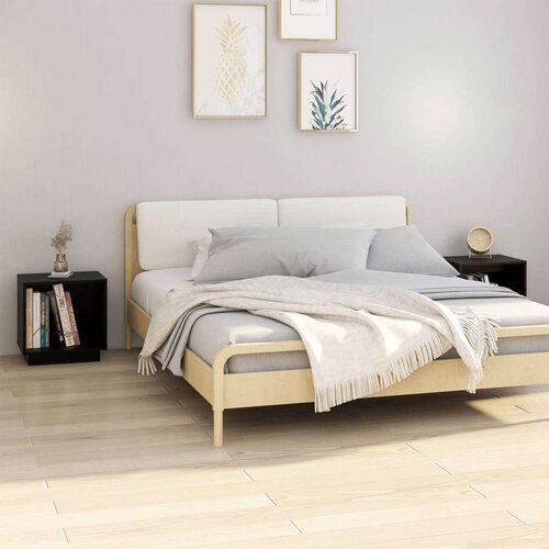  Noćni ormarići 2 kom crni 40 x 30 x 40 cm od masivne borovine Cijene