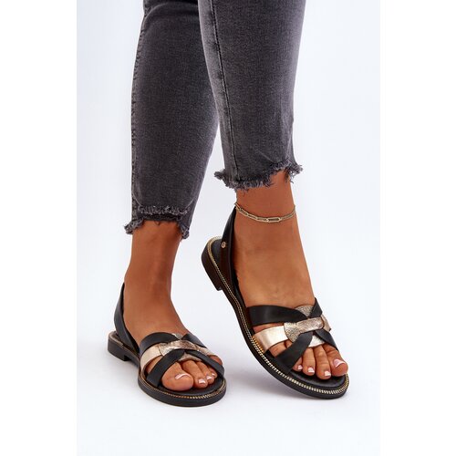 Zazoo Women's Black Leather Sandals 40382 Cijene