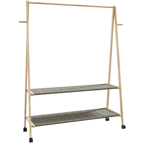 vidaXL Stojalo za oblačila s policami n kolesi 132x45,5x155,5cm Bambus Cene