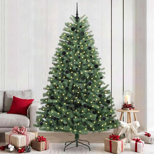 vidaXL Umjetno božićno drvce s nogom Zelena 240 cm PVC i metal Cene