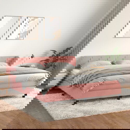 The Living Store Box spring postelja z vzmetnico roza 160x200 cm žamet - Box Spring Postelja, (21488531) Slike
