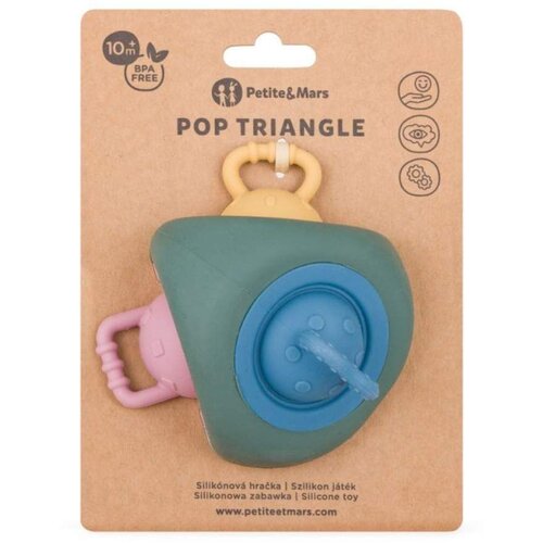 Petite&Mars Silikonska senzorna igračka Pop Triangle 10 m+, Misty Green Cijene