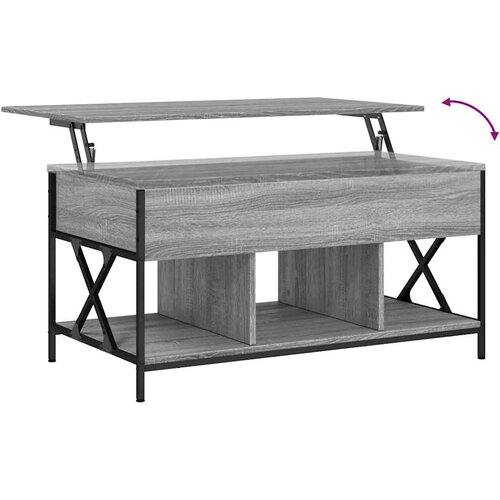  Stolić za kavu siva boja hrasta 100x55x50 cm od drva i metala Slike