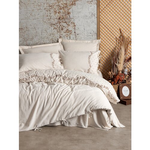 Pelias beigebrown double quilt cover set Slike