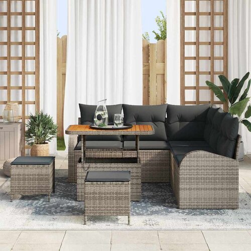 8 dijelni vrtni sofa set s jastucima siva poli ratan acacia  sofa za dvoje s jastucima siva poli ratan  3 dijelni vrtni set za o Cijene