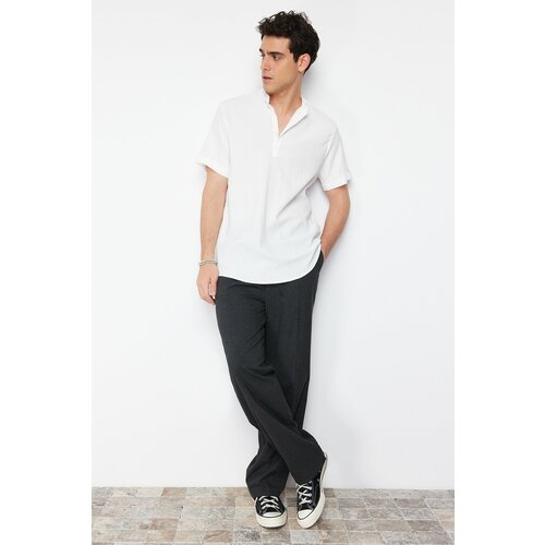 Trendyol Men's Ecru Regular Fit Half Pop Knitted Comfort Shirt Cene