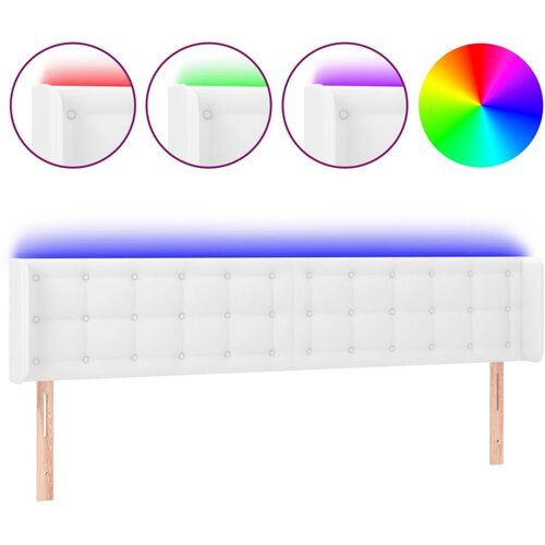 LED uzglavlje bijelo 203x16x78/88 cm od umjetne kože Slike