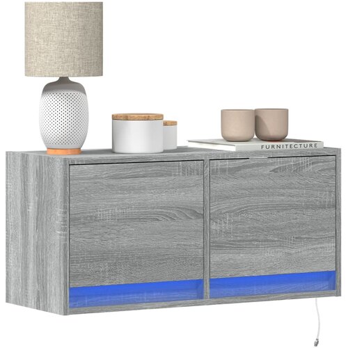  Zidni TV ormarić s LED svjetlima siva boja hrasta 80x31x38 cm Cene
