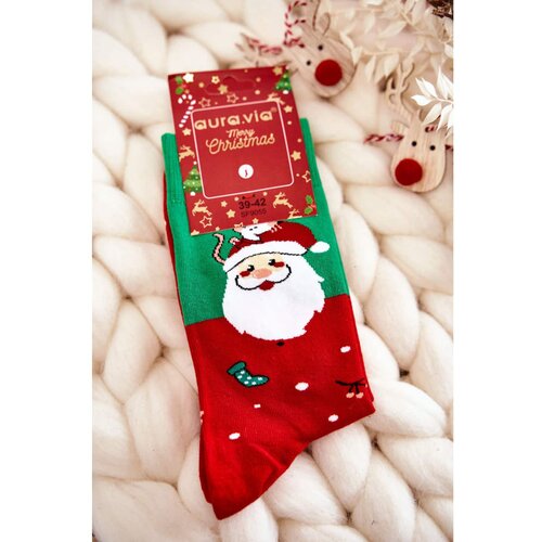 Kesi Men's Christmas Cotton Socks With Santa Clauses Green And Red Slike