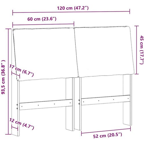 VidaXL Tapecirani uzglavlje Svijetlo siva 120 cm Čvrsto borovo drvo Slike