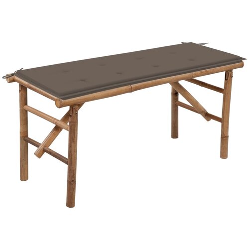 The Living Store Zložljiva vrtna klop z blazino 118 cm bambus - Vrtna Klop, (21437878) Slike