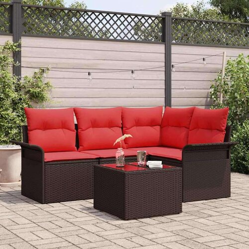  Vrtna sedežna garnitura z blazino 5 pcs Rjava Poly ratan, (5000022600) Cene