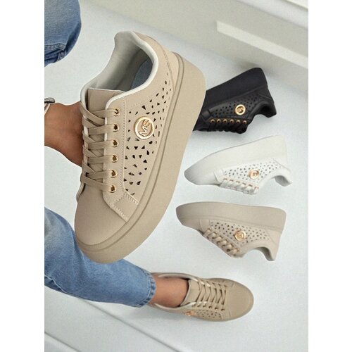 Resti Cleo Ecru Platino – beige platform sneakers eco leather Cene