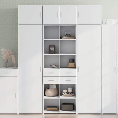  Visoka komoda bijela 70 x 42,5 x 185 cm od konstruiranog drva Cene