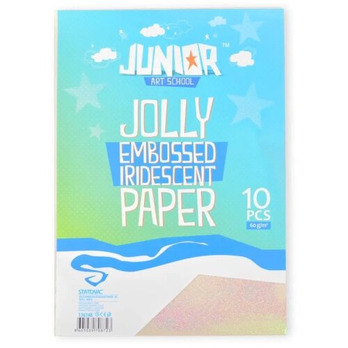 Junior jolly Embossed Iridescent Paper, sjajni papir, A4, 10K, odaberite nijansu Bela Cene