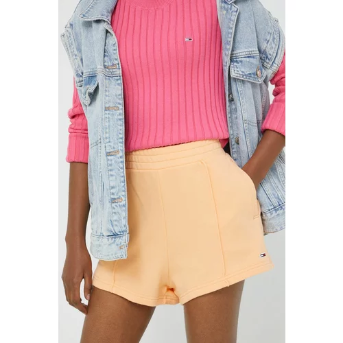 Tommy Jeans Bombažne kratke hlače žensko, oranžna barva,