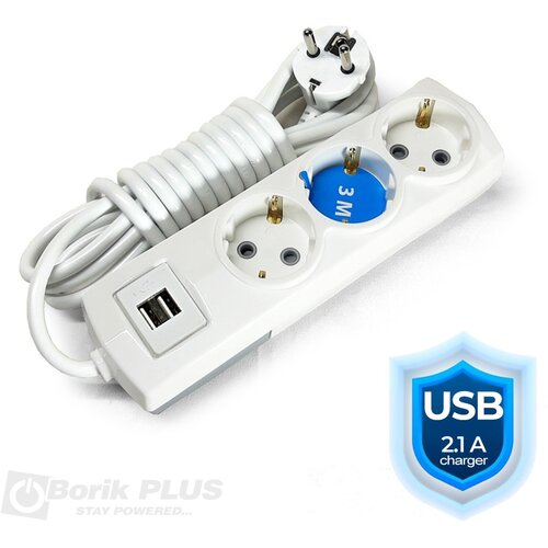 A+ plastic Produžni kabl 3m sa 3 utičnice i USB A+ Cene