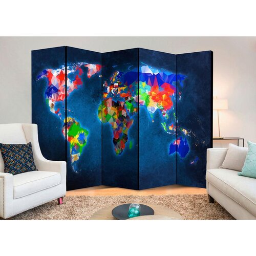 Artgeist Paravan Colorful Map I, 5-Delni, Dvostranski Slike